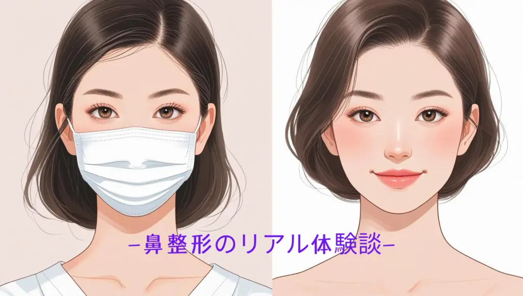 「鼻整形のリアル体験談」。鼻尖形成と耳介軟骨移植のビフォーアフター画像