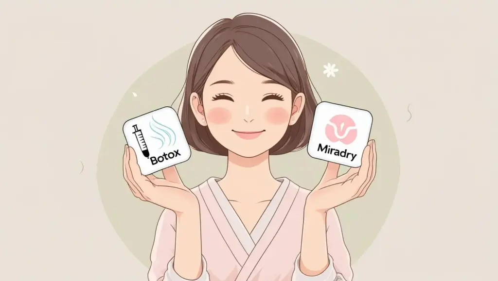 脇汗・ワキガ治療に、ワキボトックスとミラドライという選択肢を手にとっている