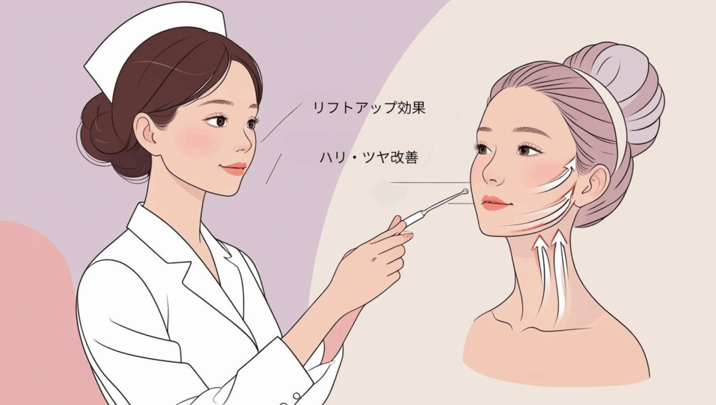 チタニウムリフトの仕組みは、熱量を入れて内側からの肌の引き締め効果