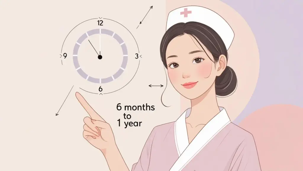 チタニウムリフトの持続期間は約６ヶ月〜1年程度です。