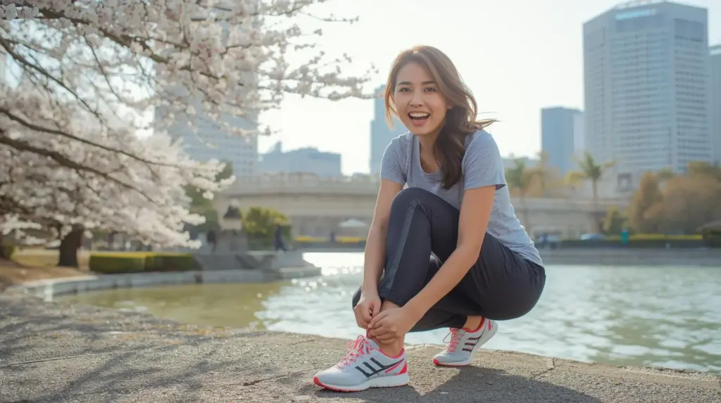 皇居ランをおすすめするスタイリッシュな女性のイメージ画像